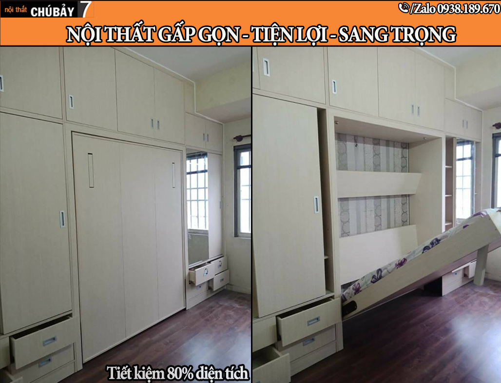 Giường gấp gọn thông minh cho phòng ngủ 5m2 tại tp Hồ Chí Minh